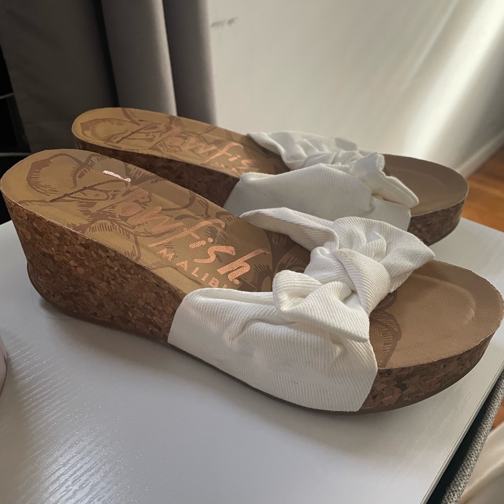 Size 6 White Blowfish Sandal Wedges
